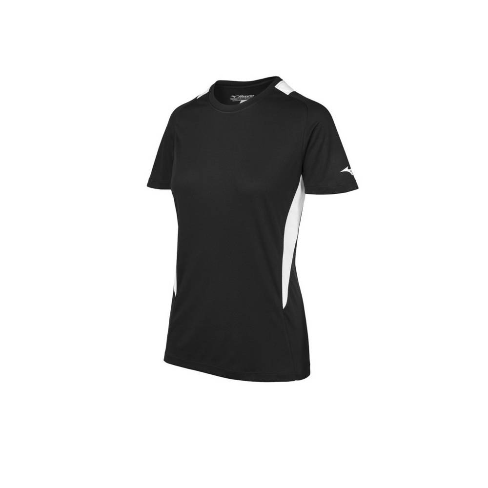 Womens Mizuno Crew Neck Softball Jersey Black/White Philippines (VNICQU608)